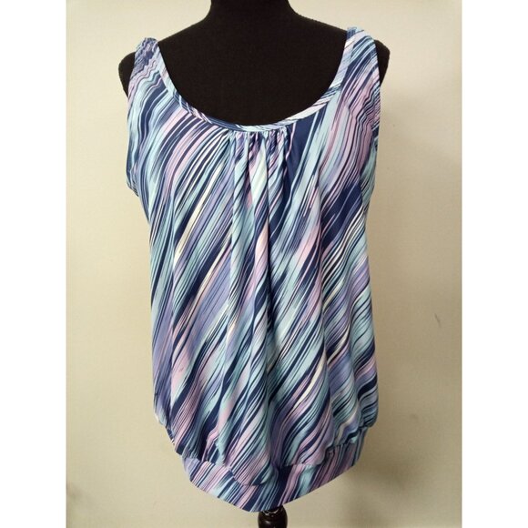 Women's Blue and Purple Tankini Swim Top Size S - Picture 1 of 5
